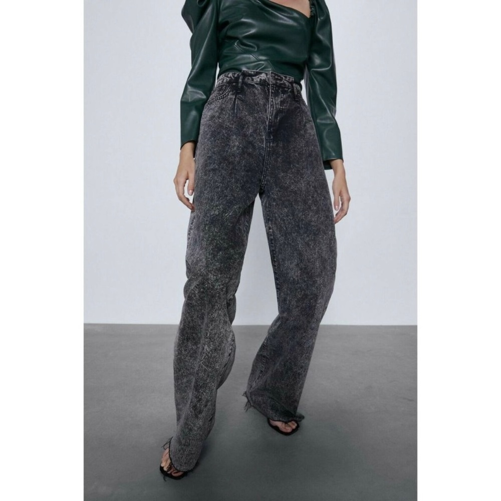 ZARA // 80s Caia Acid Wash Wide Leg Jeans